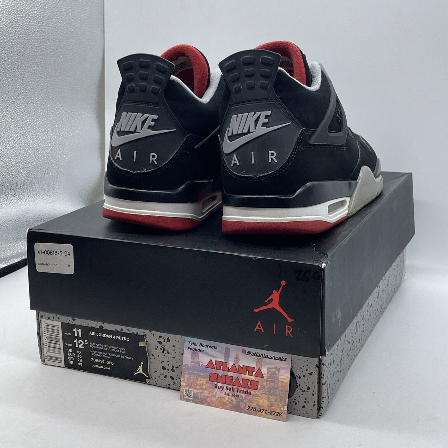 Size 11 - Air Jordan 4 Retro Bred Reimagined Black Grey Red Suede (308497-060)