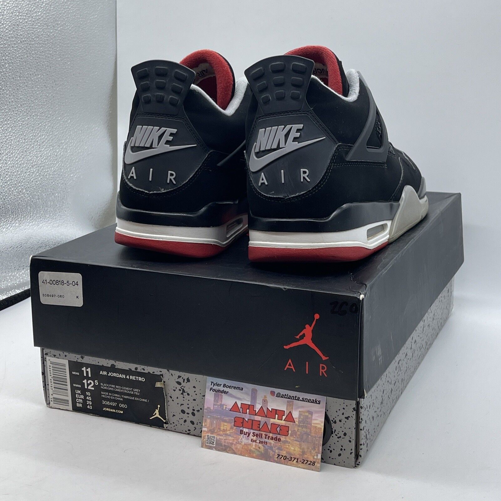 Size 11 - Air Jordan 4 Retro Bred Reimagined Black Grey Red Suede (308497-060)