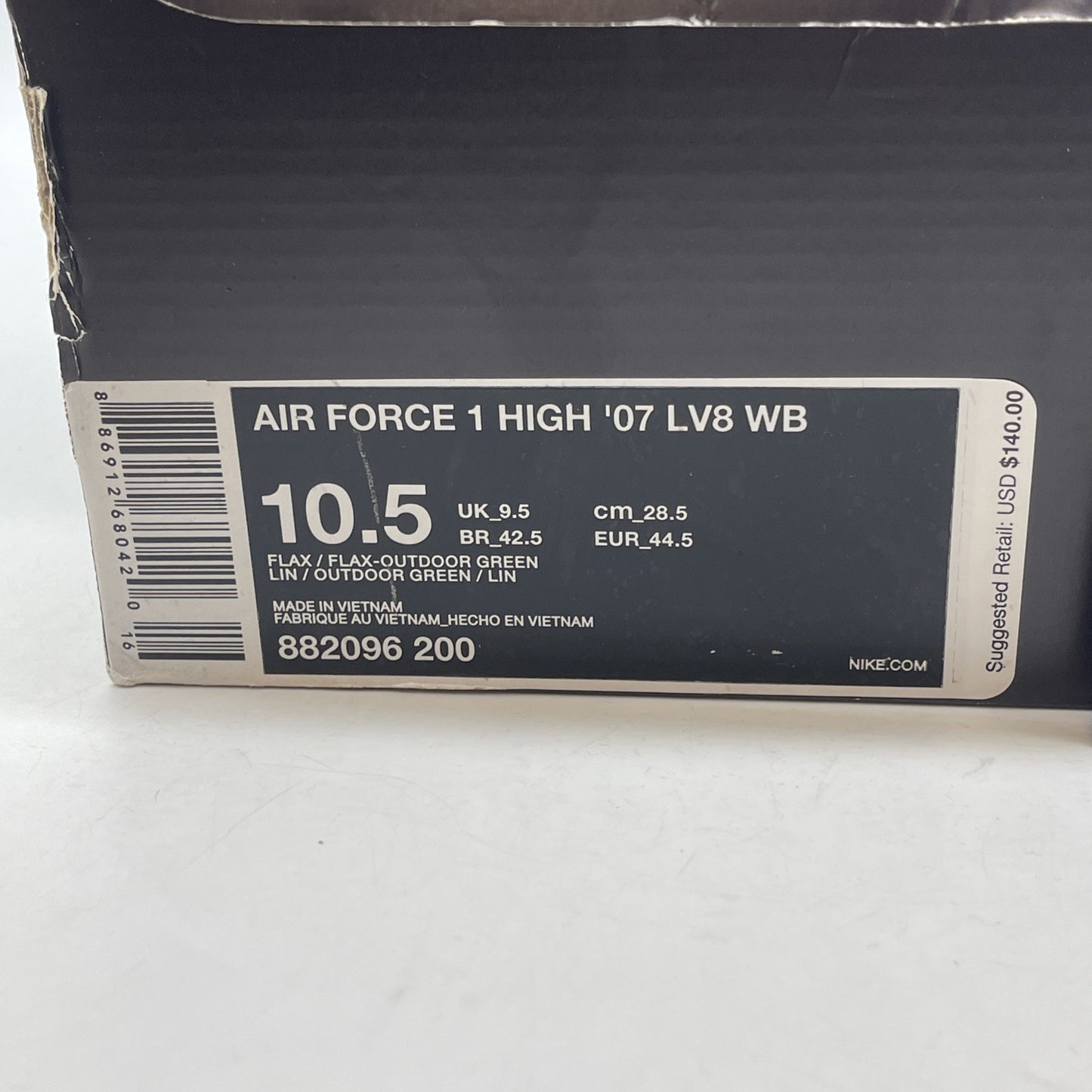 Size 10.5 - Nike Air Force 1 '07 LV8 WB High Flax Brown Suede (882096-200)