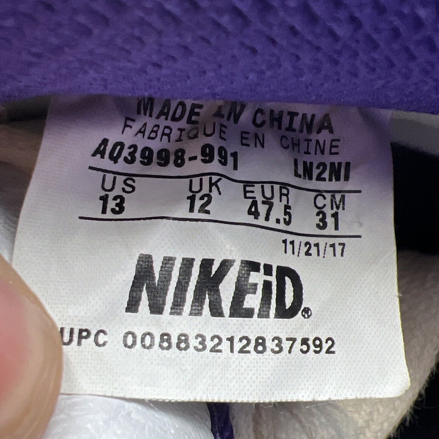 Size 13 - Nike Air Force 1 Low Premium iD x NBA Los Angeles Lakers