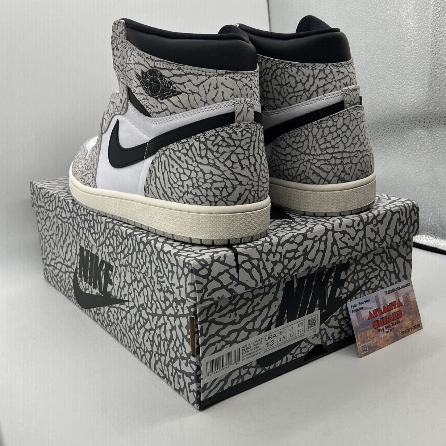 Size 13 - Air Jordan 1 Retro OG High White Cement Black Leather (DZ5485-052)