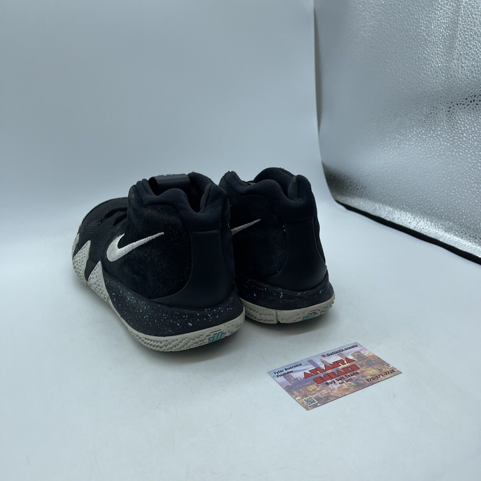 Size 8.5 - Nike Kyrie 4 Black White Blue Purple Suede Leather (943806-002)