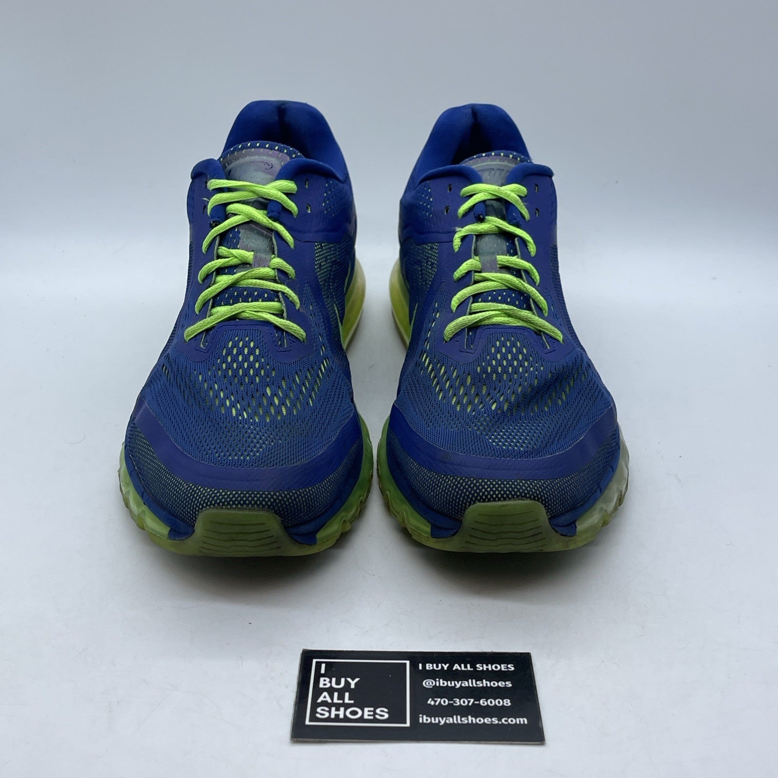 Size 13 - Nike Air Max 2014 Deep Royal Electric Green Blue Leather (621077-402)