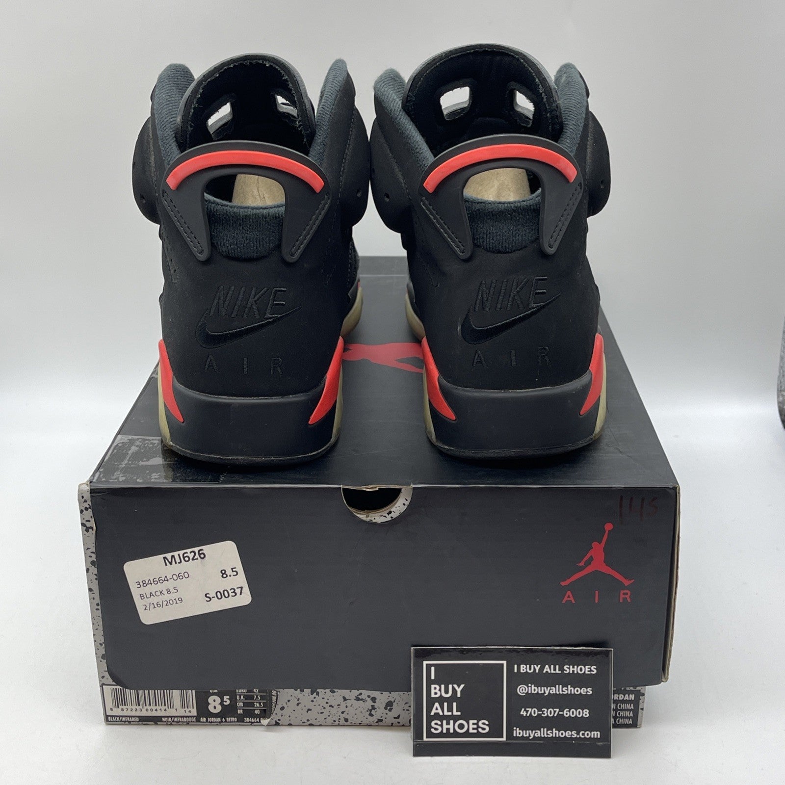 Size 8.5 - Jordan 6 Retro Mid Infrared Black Pink Suede (384664-060)
