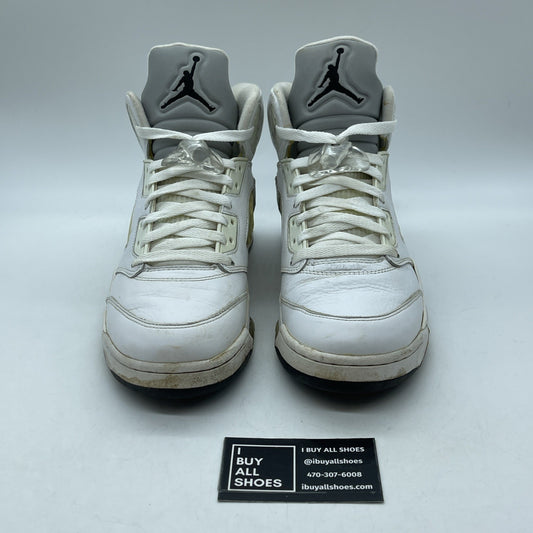 Size 9 - Air Jordan 5 Retro 2015 White Metallic White Leather (136027-130)