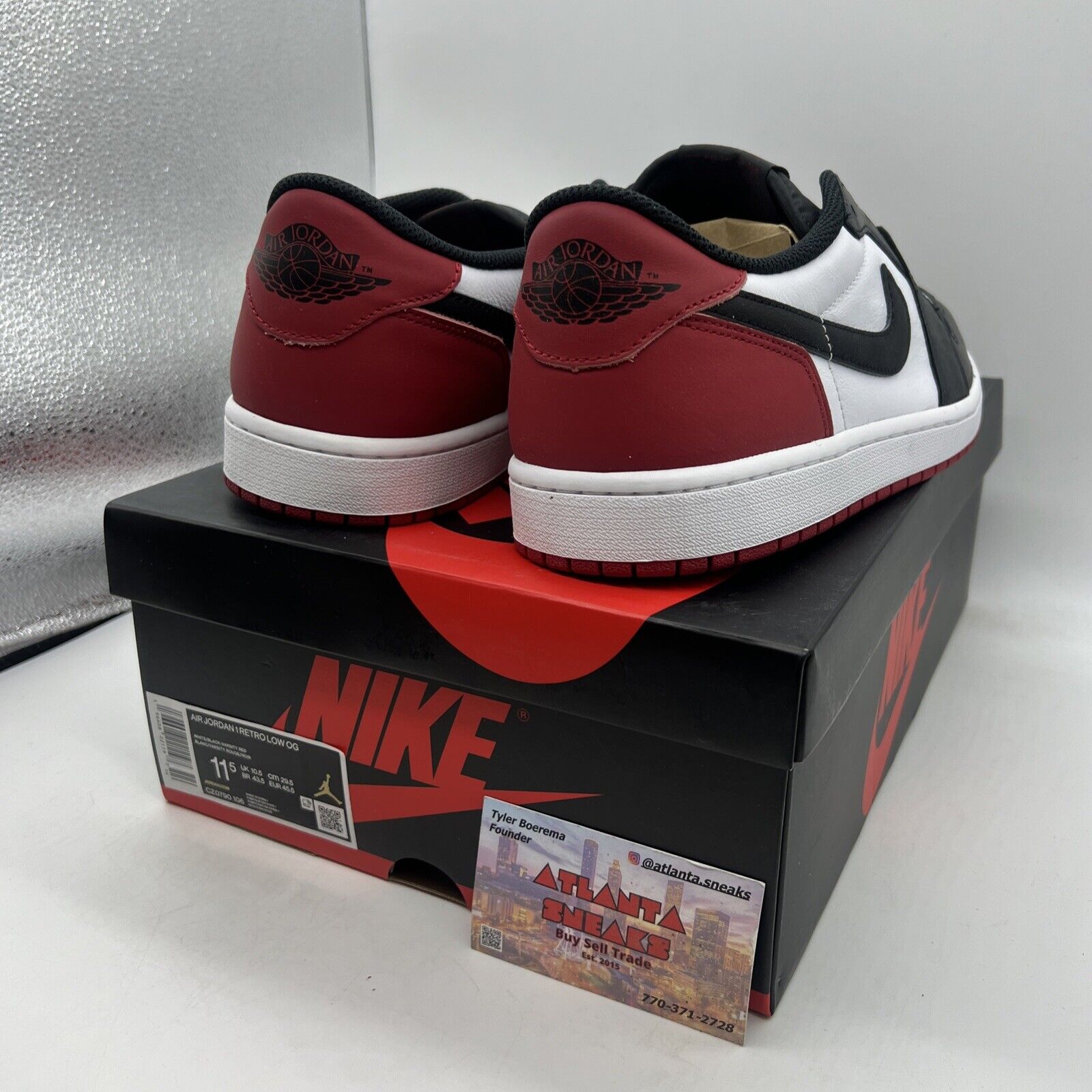 Size 11.5 - Air Jordan 1 Retro OG Black Toe Brand New Og All Black Red White DS