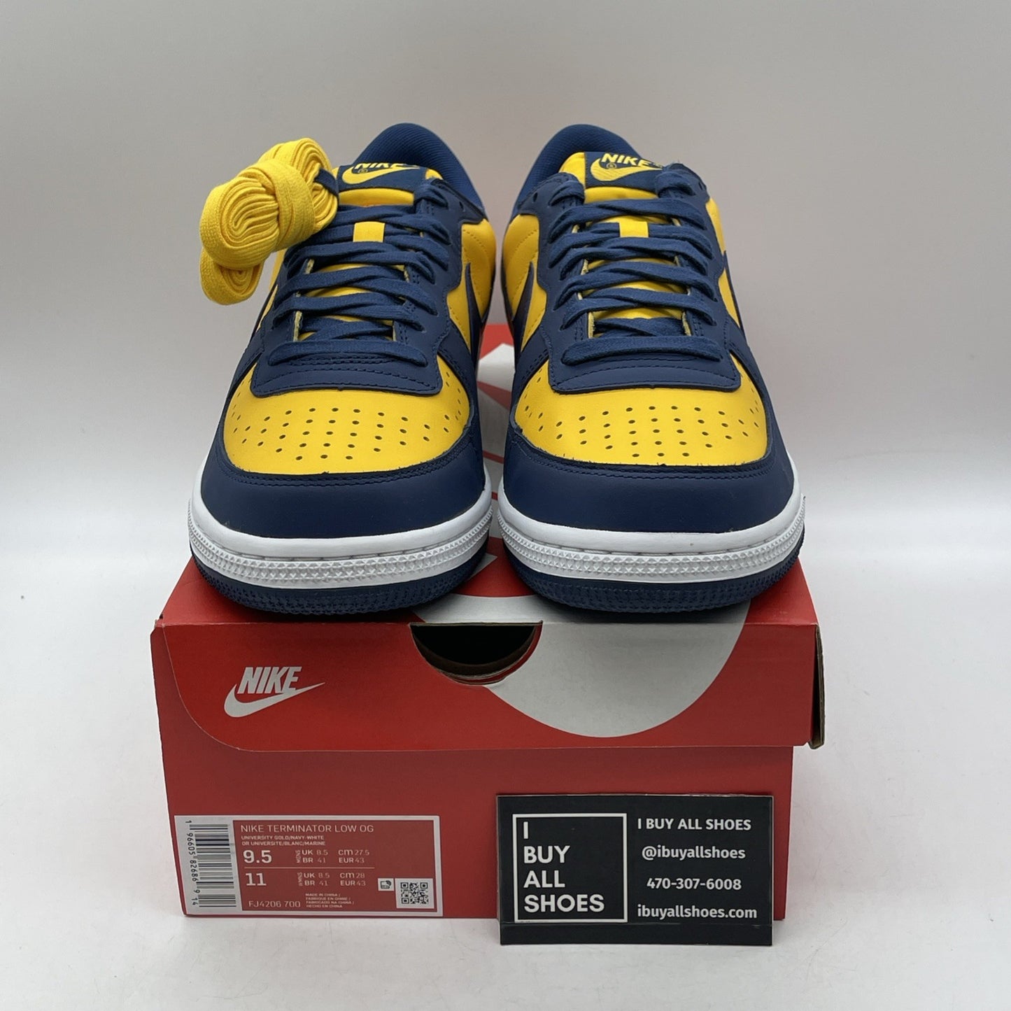 Size 9.5 - Nike Terminator Low "University Gold and Navy" (FJ4206-700)