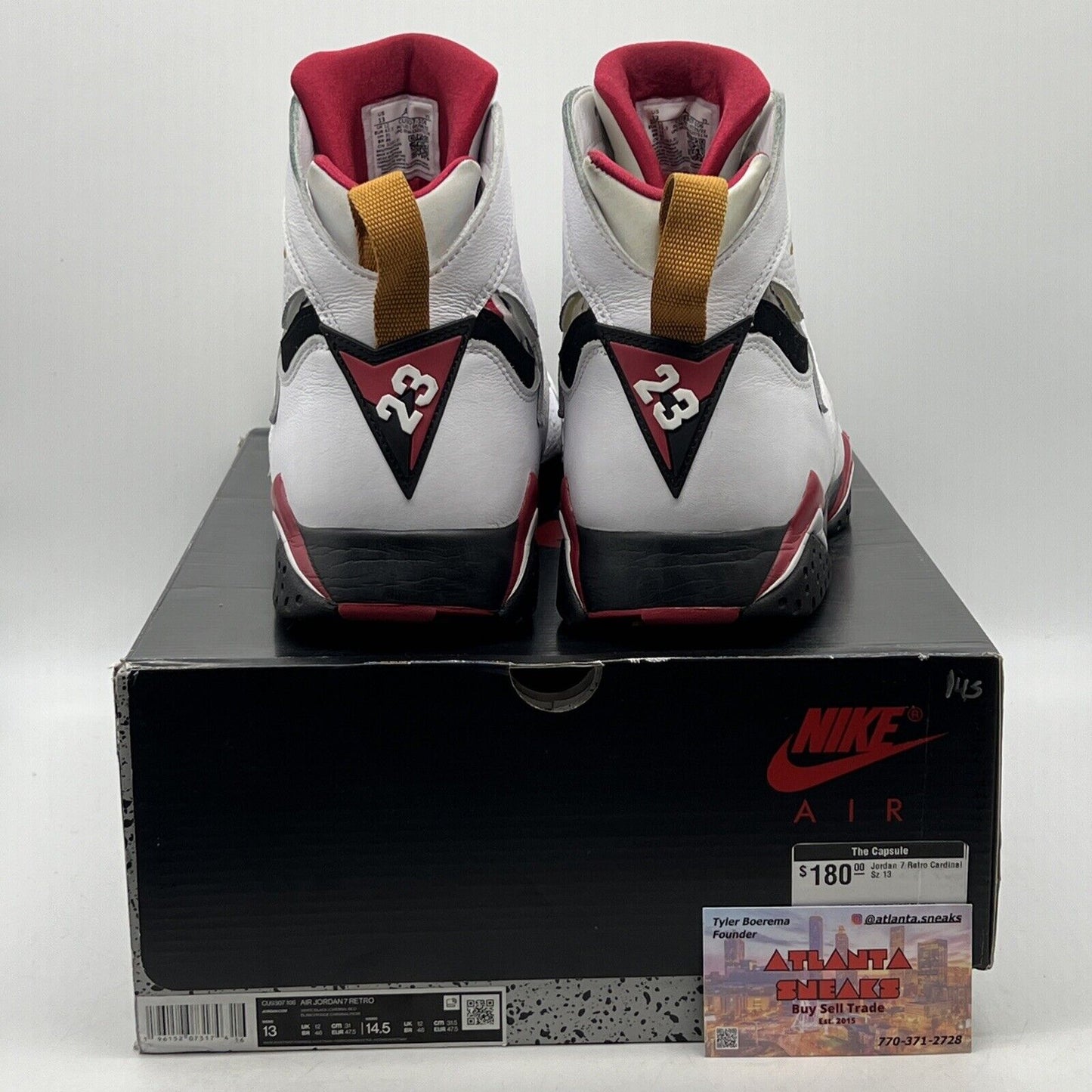 Size 13 - Jordan 7 Cardinal 2022 Black Red White Leather (CU9307-106)