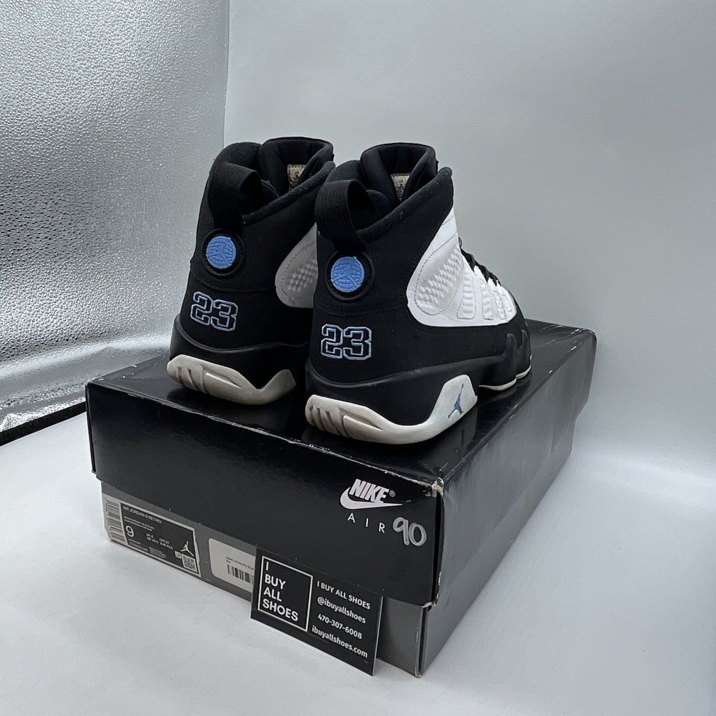 Size 9 - Jordan 9 Retro University Blue White Black Leather (CT8019-140)
