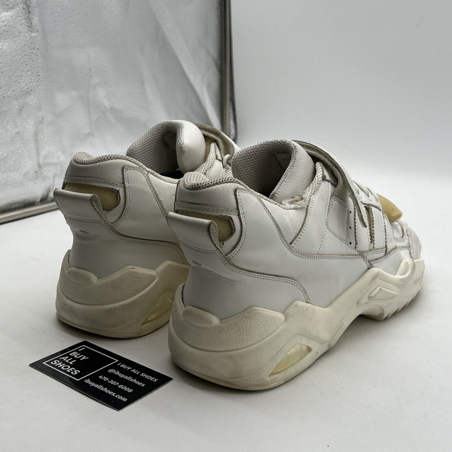 Size 10.5 - Maison Martin Margiela Retro Fit Mid Top Chunky White Distressed