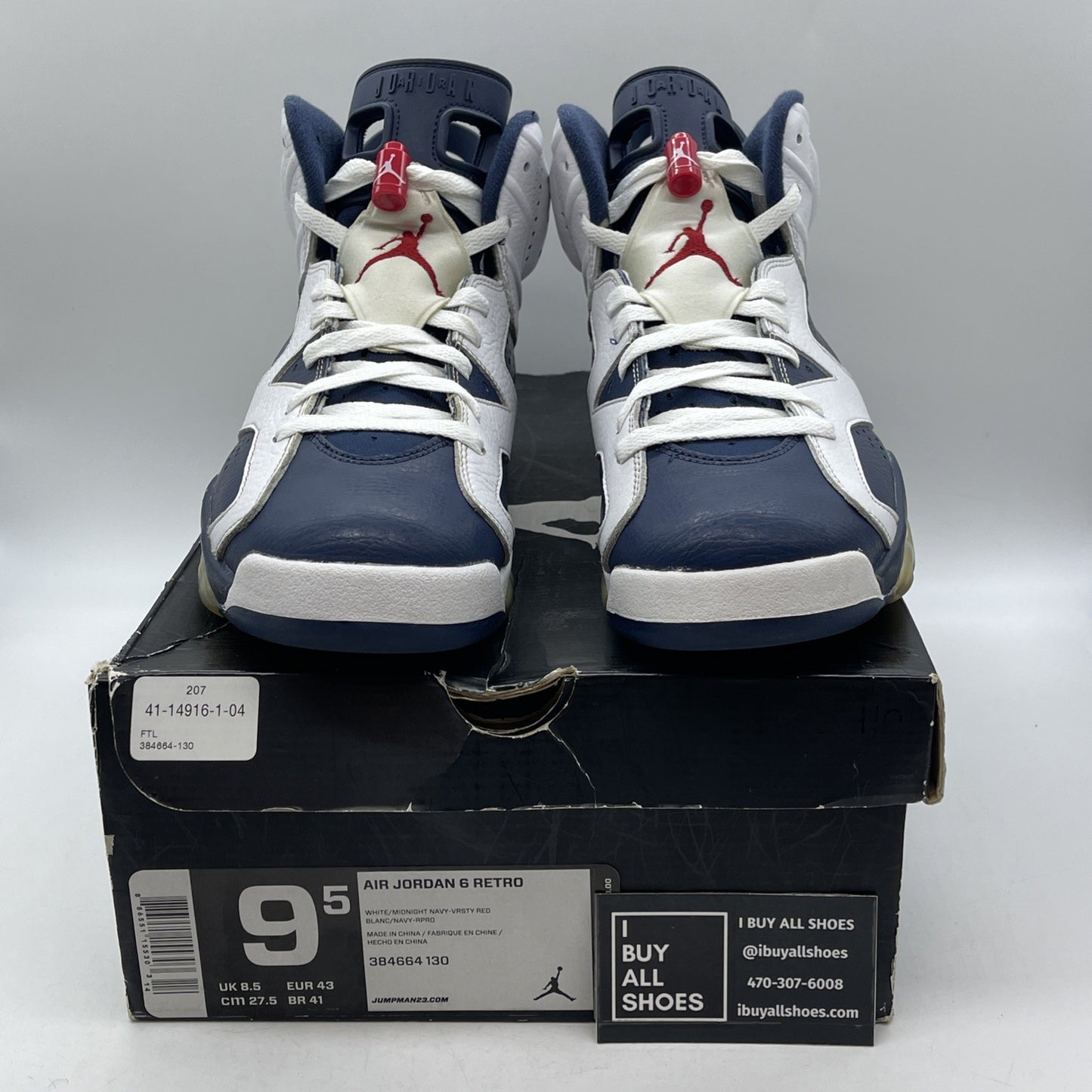 Size 9.5 - Air Jordan 6 Retro 2012 Olympic (384664-130)