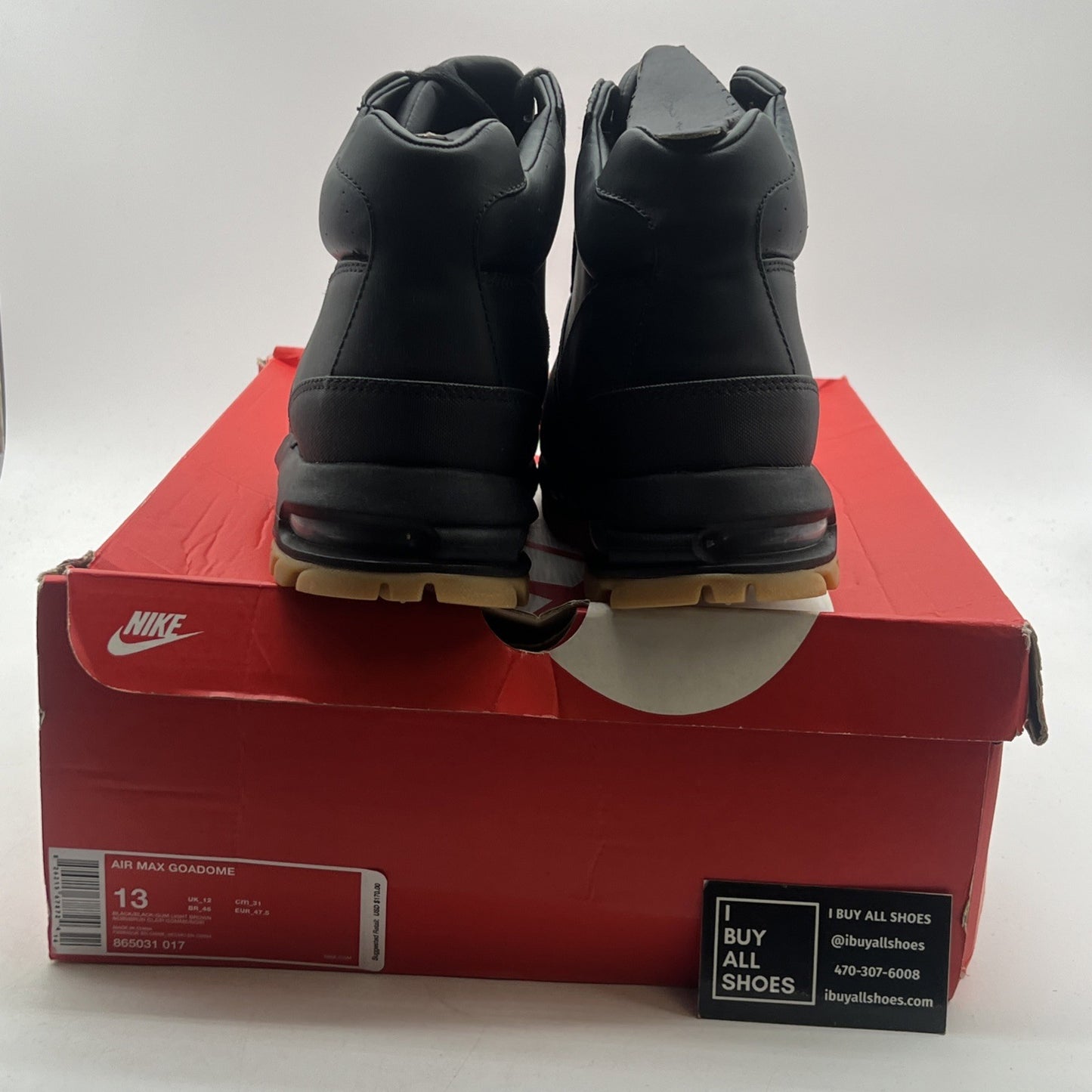 Size 13 - Nike Air Max ACG Goadome (865031-017) Black/Gum Winter Leather Boots