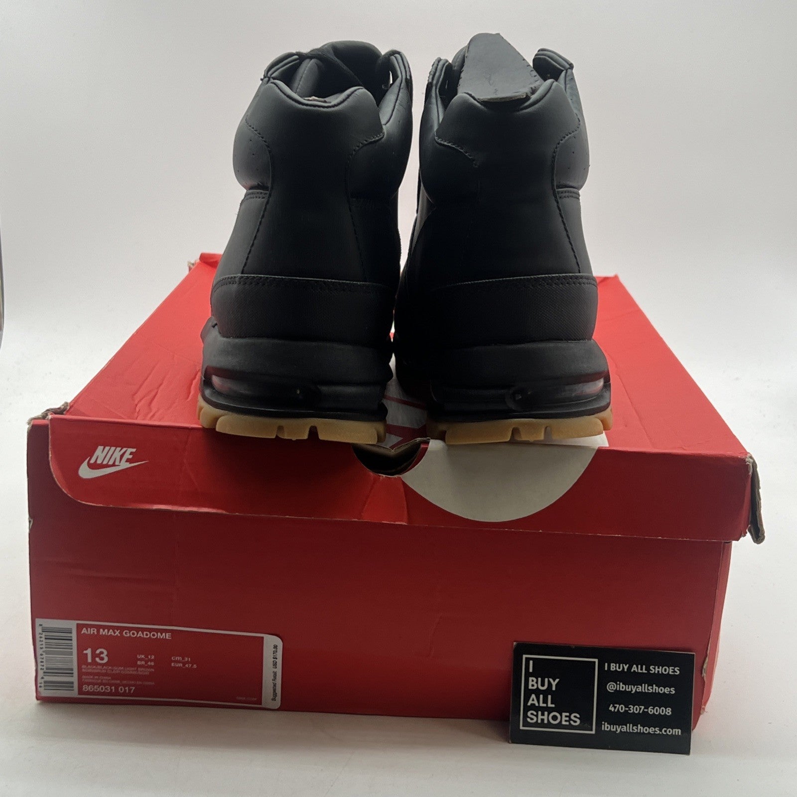 Size 13 - Nike Air Max ACG Goadome (865031-017) Black/Gum Winter Leather Boots