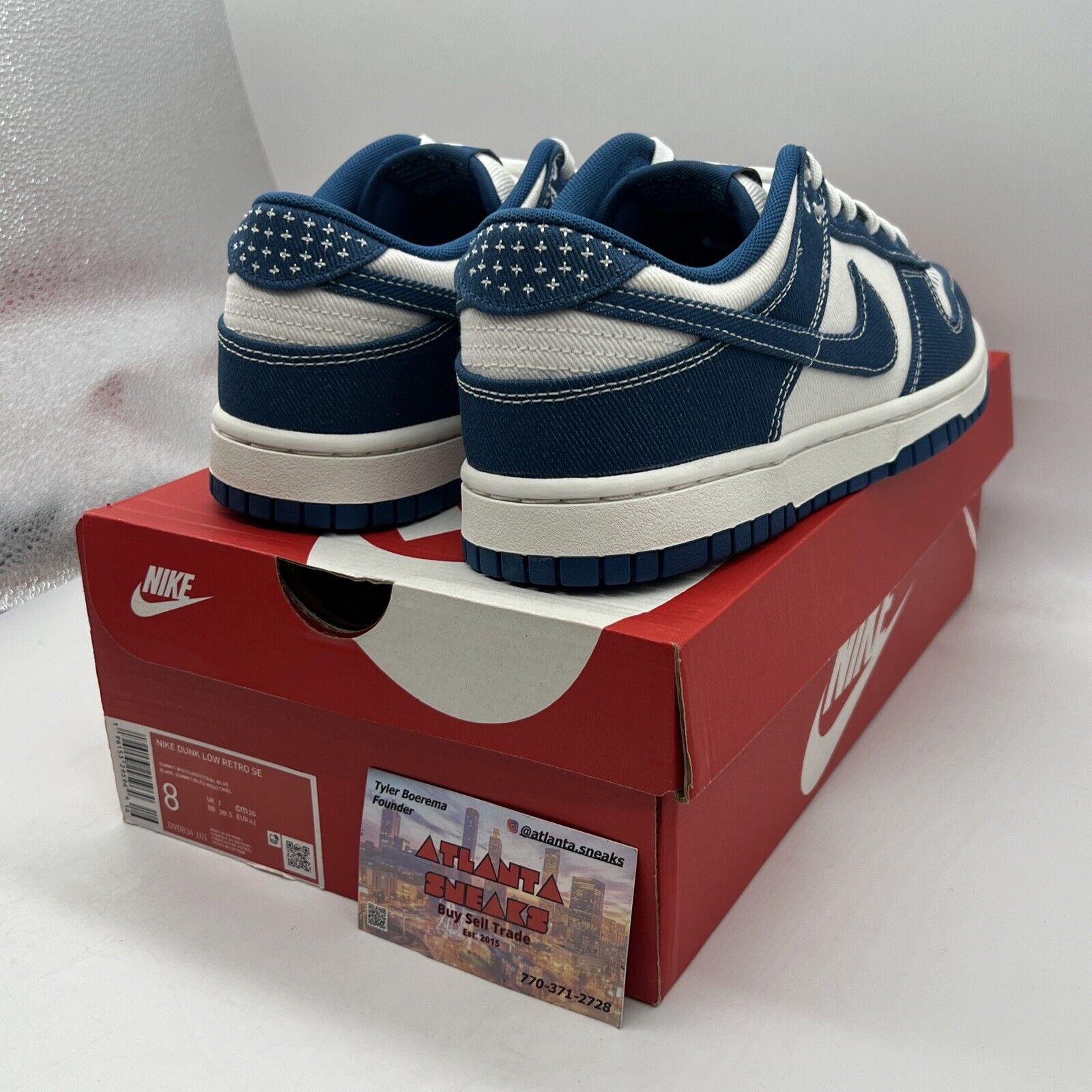 Size 8 - Nike Dunk Low SE Sashiko - Industrial Blue Brand New Og All