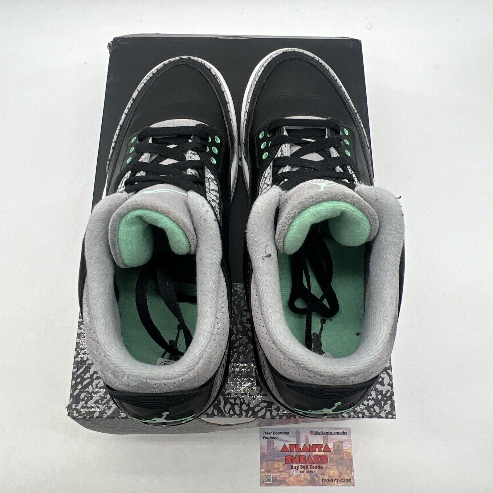 Size 9.5 - Air Jordan 3 Retro Green Glow Black White Mint Leather (CT8532-031)