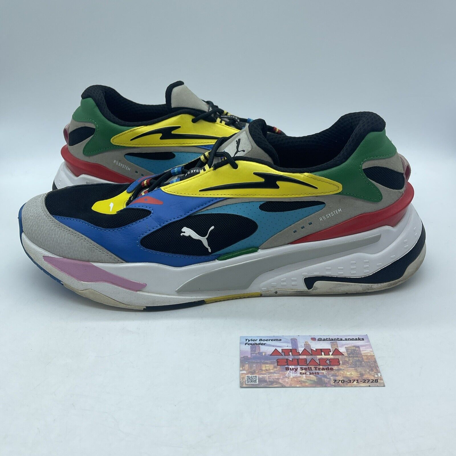 Size 12 - PUMA RS-Fast International Flags White Black Yellow Green (381456-01)