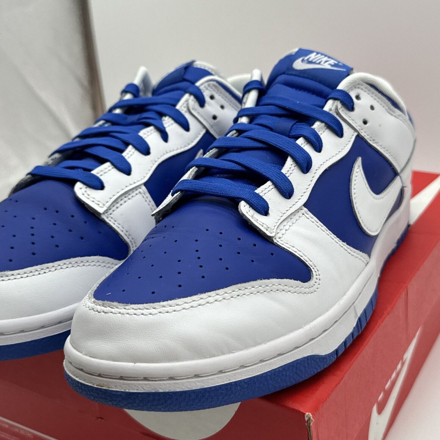 Size 13 - Nike Dunk Low Racer Blue 2022 Kentucky White OG Box Leather Blue Soles