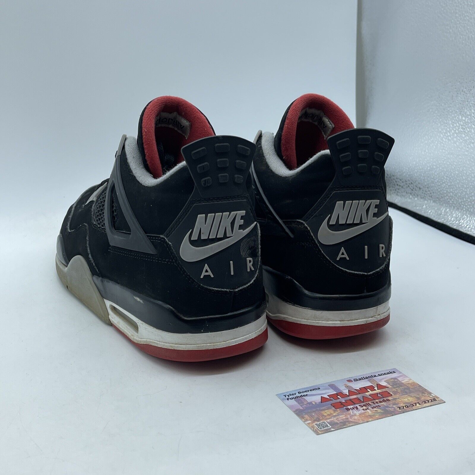 Size 12 - Jordan 4 Retro OG Mid Bred 2019 Black Grey Red Suede (308497-060)