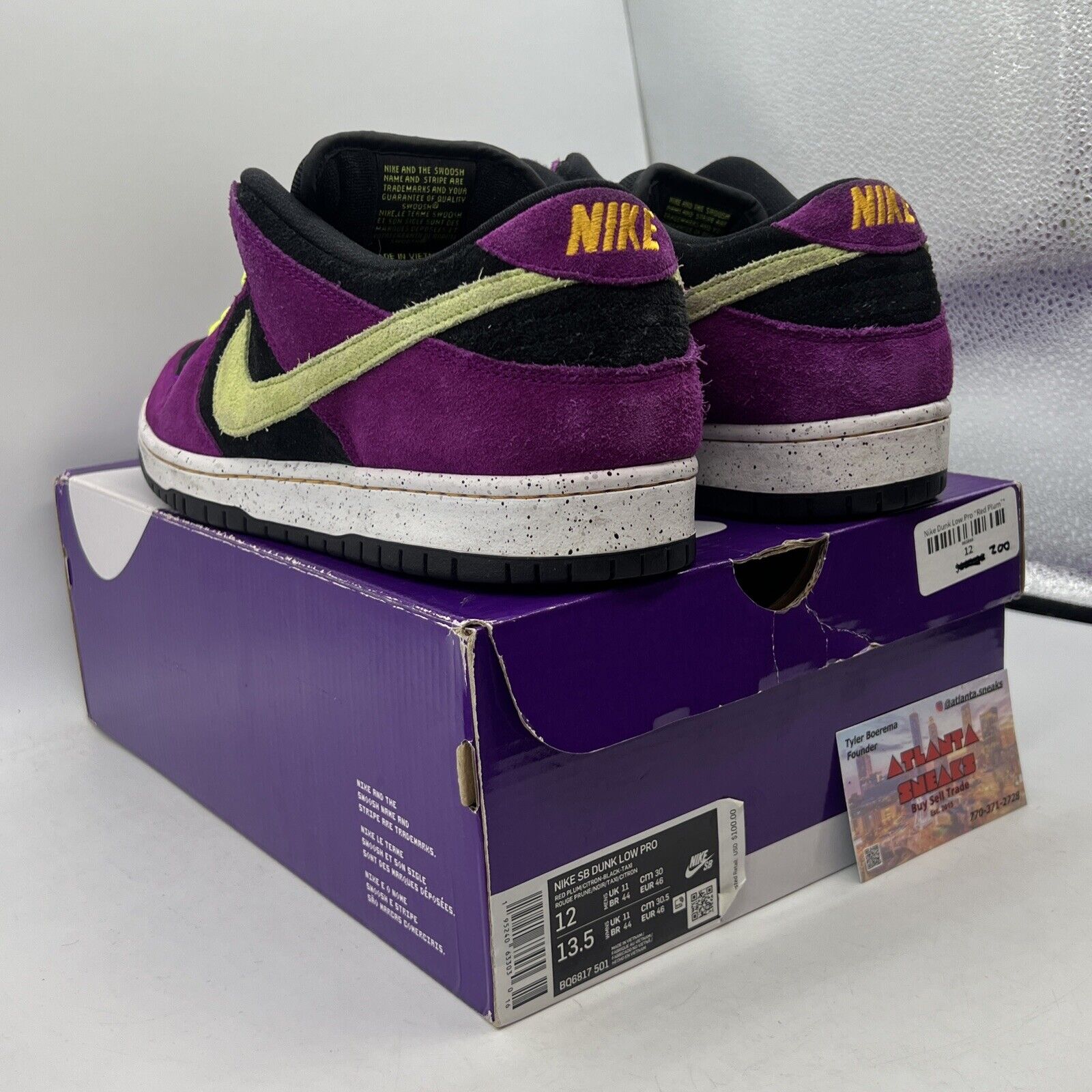 Size 12 - Nike Dunk Pro SB Low Red Plum Black Purple Suede White (BQ6817-501)