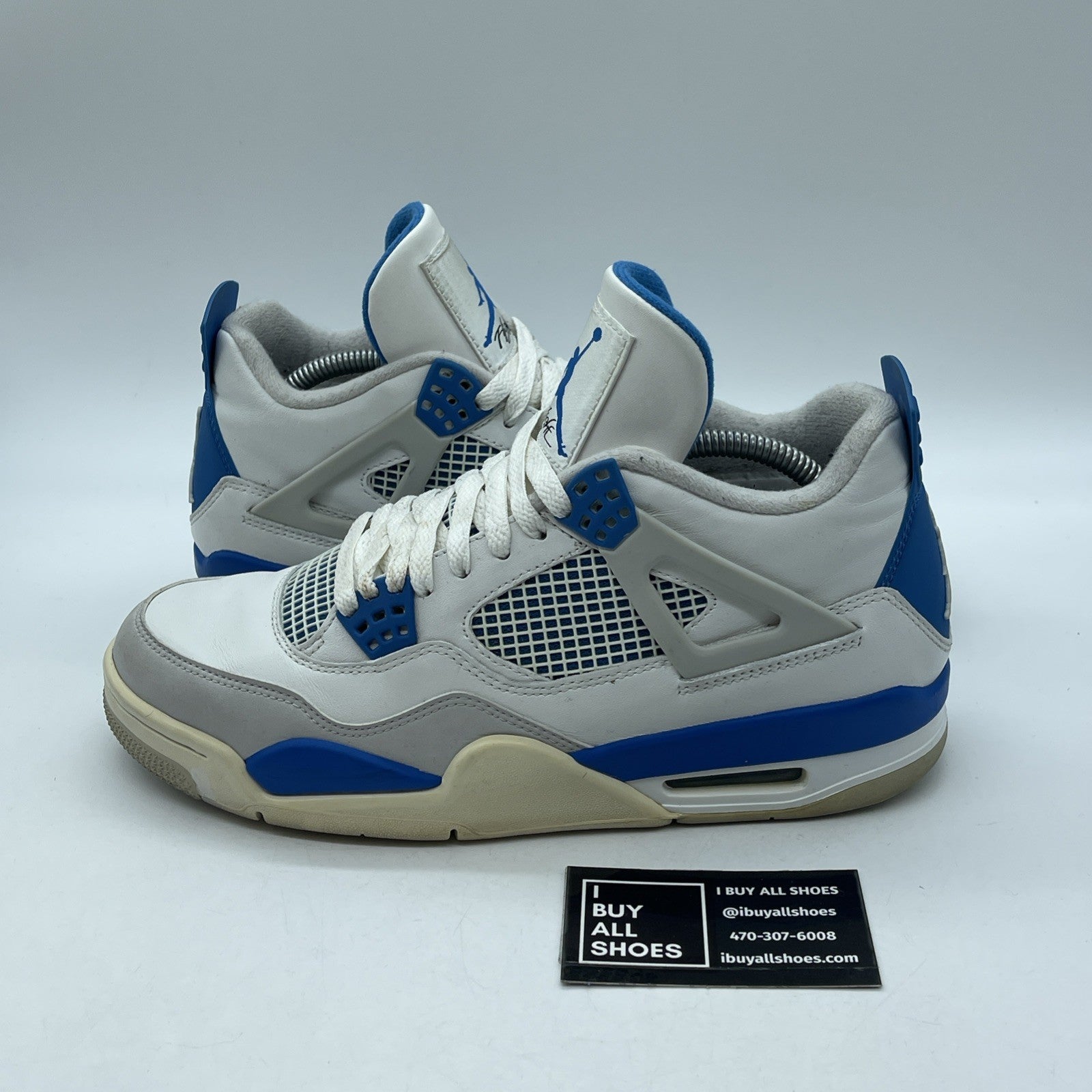 Size 9 - Jordan 4 Retro Military Blue 2012 White Grey Leather (308497-105)