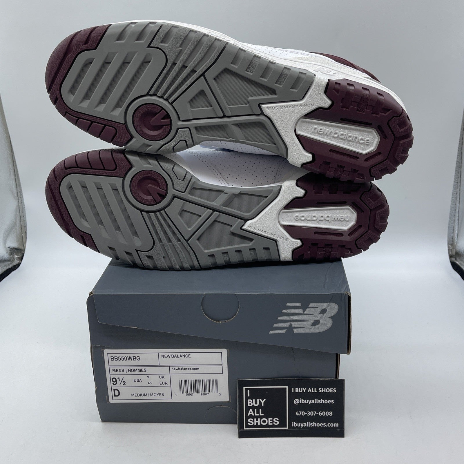 Size 9.5 - New Balance 550 Burgundy Turquoise White Leather (BB550WBG)
