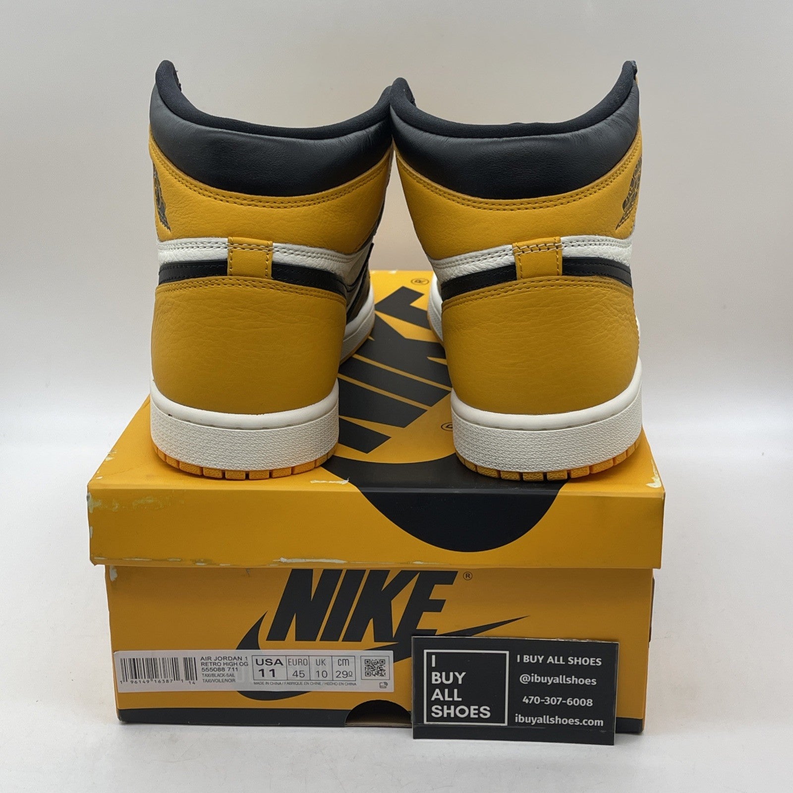 Size 11 - Air Jordan 1 Retro OG High Yellow Toe Black White (555088-711)
