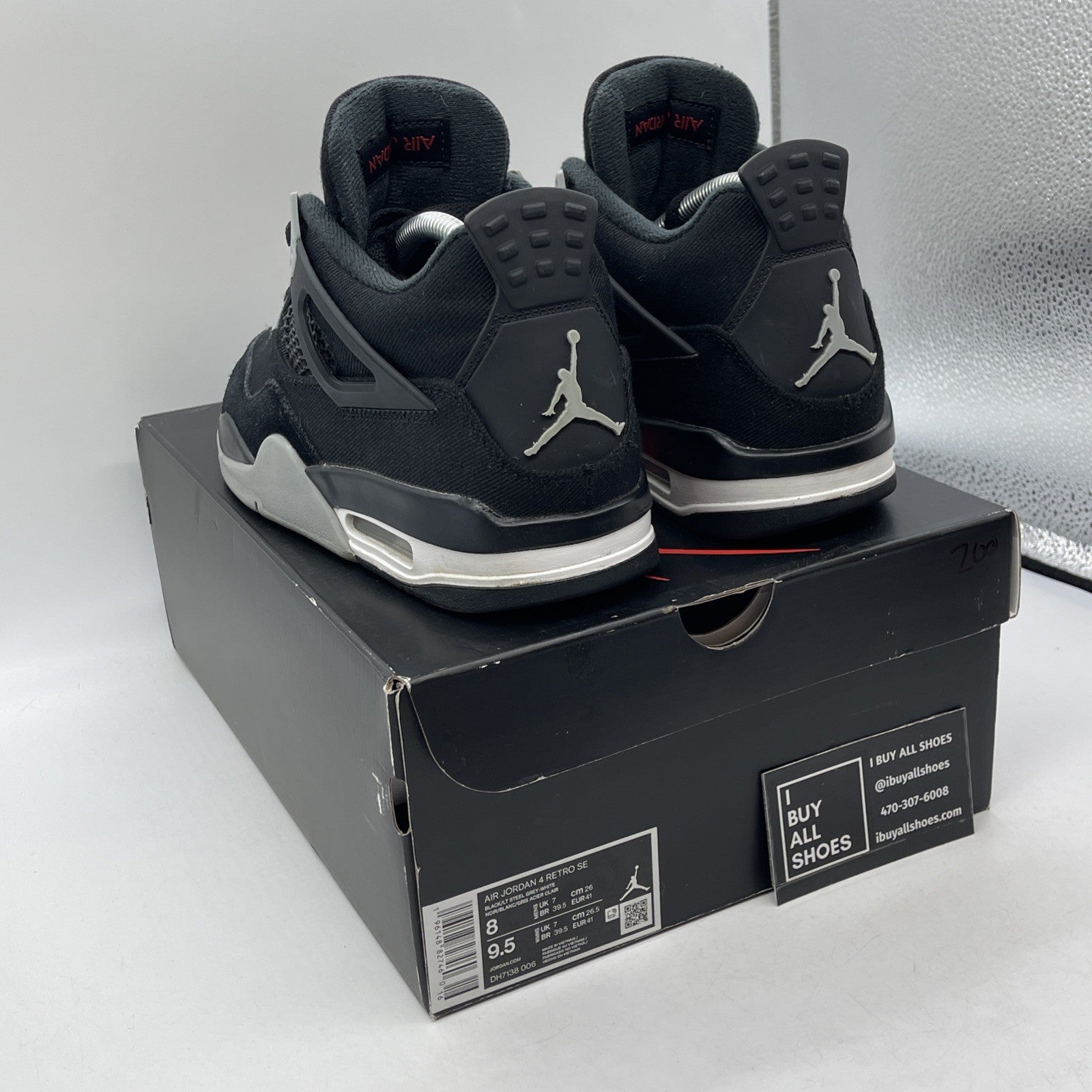 Size 8 - Jordan 4 Retro SE Mid Black Canvas Grey Suede (DH7138-006)