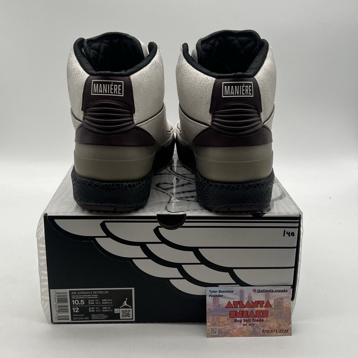 Size 10.5 - Jordan 2 A Ma Maniere Black Maroon White Leather (DO7216-100)