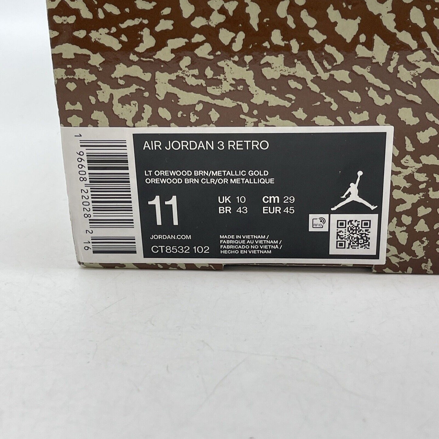 Size 11 - Jordan 3 Retro Low Palomino Brown White Suede Leather (CT8532-102)