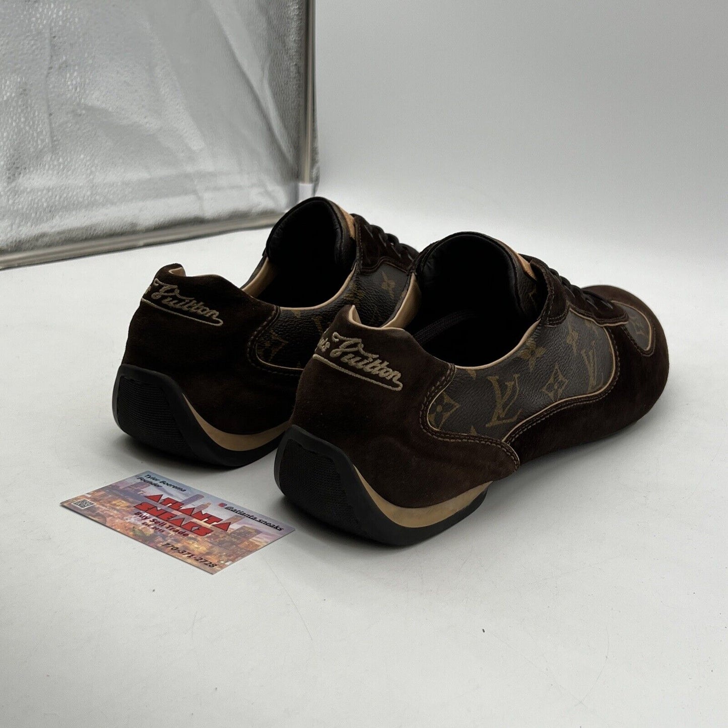 Size 13.5 - Louis Vuitton Suede Low Top Monogram sneakers Authentic