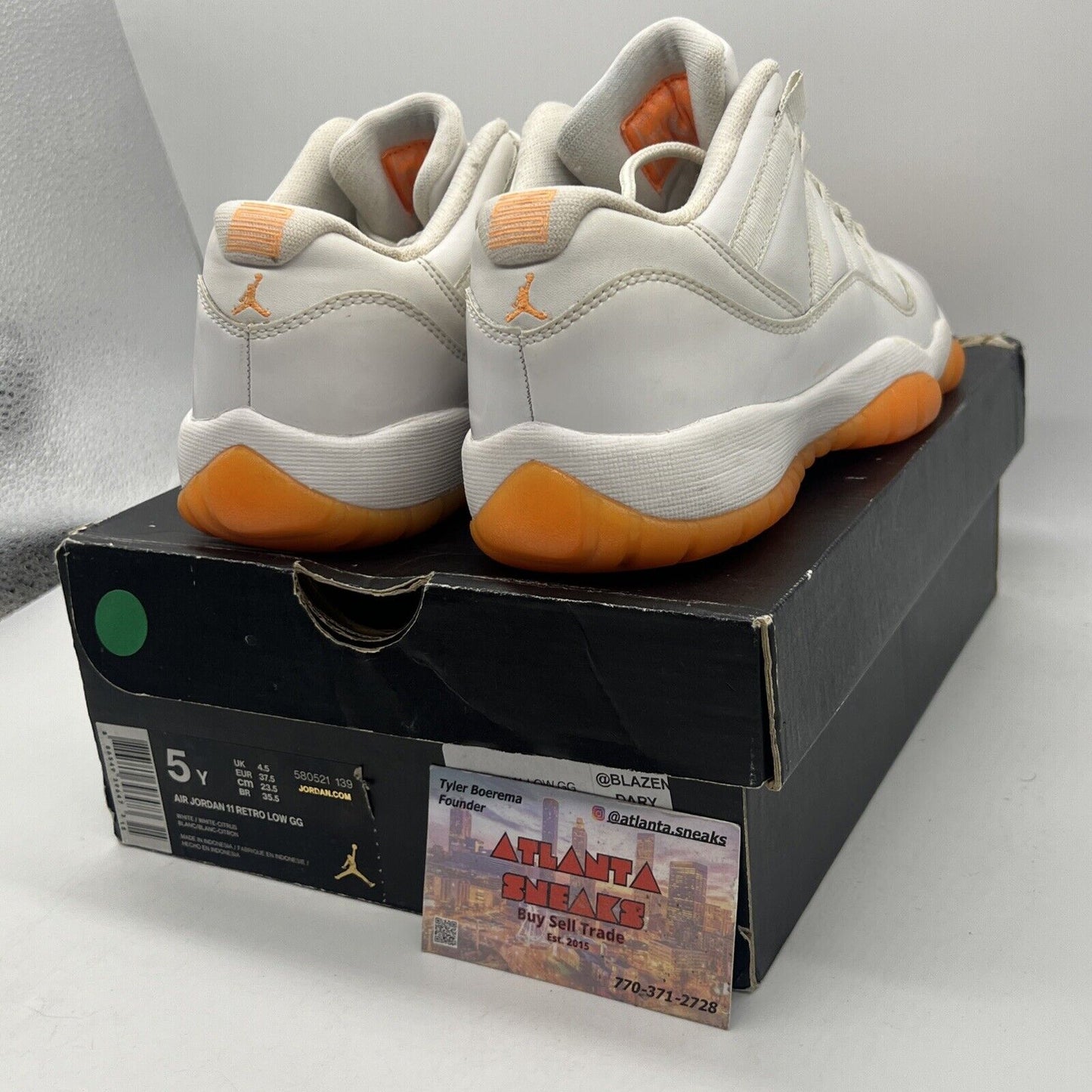 Nike Air Jordan Retro 11 XI Low GG Citrus Size 5Y White Orange (580521-139)