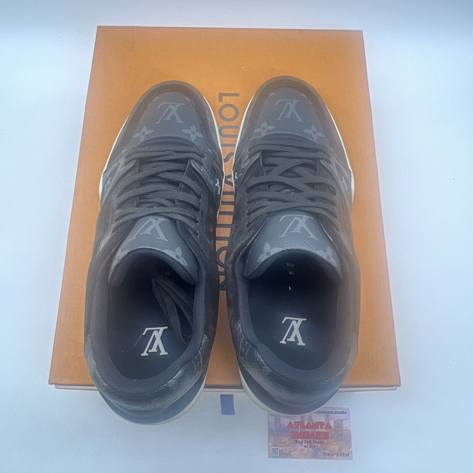 Size 9- Louis Vuitton Trainer Low Black Monogram Suede (1A8PUA)