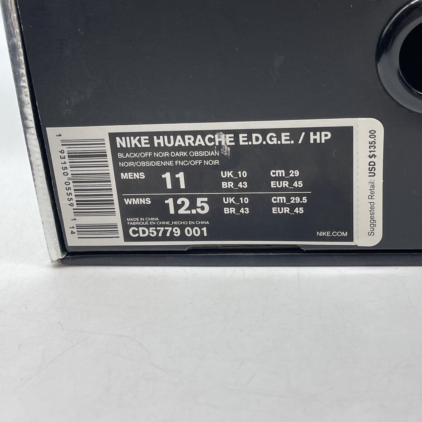 Size 11.5 - Nike Heron Preston x Huarache E.D.G.E. Black Suede (CD5779-001)