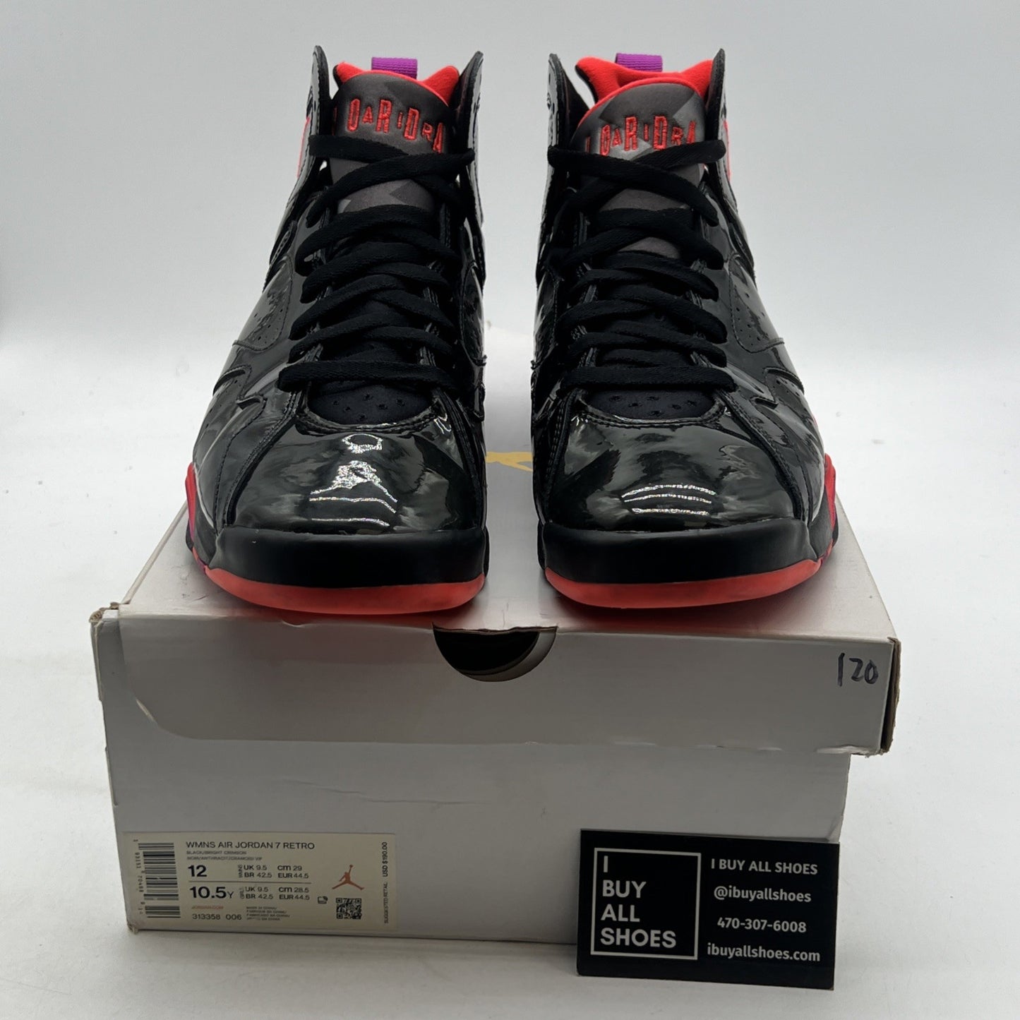 Size 12 - Air Jordan 7 Retro Black Gloss W (313358-006)