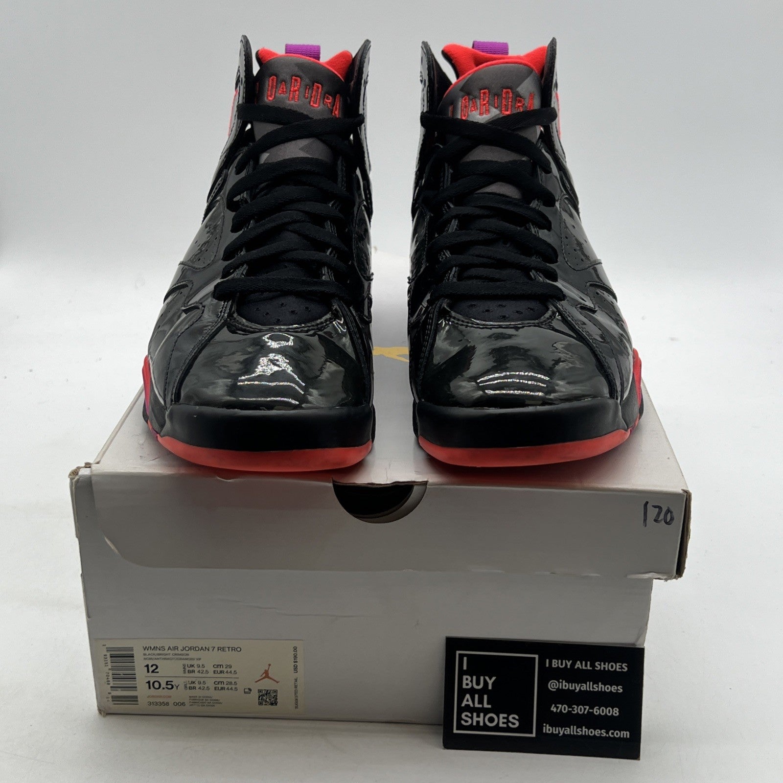 Size 12 - Air Jordan 7 Retro Black Gloss W (313358-006)
