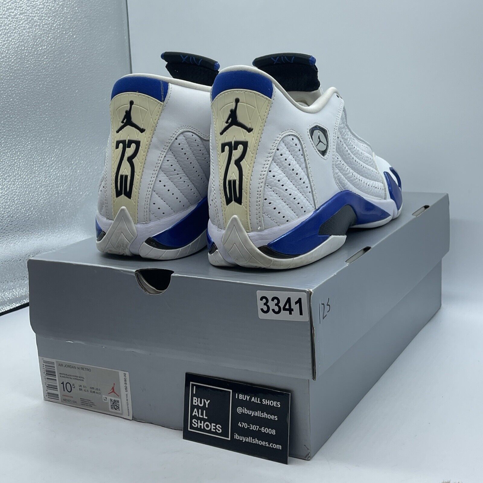Size 10.5 - Air Jordan 14 Retro Hyper Royal Blue White Black (487471-104)