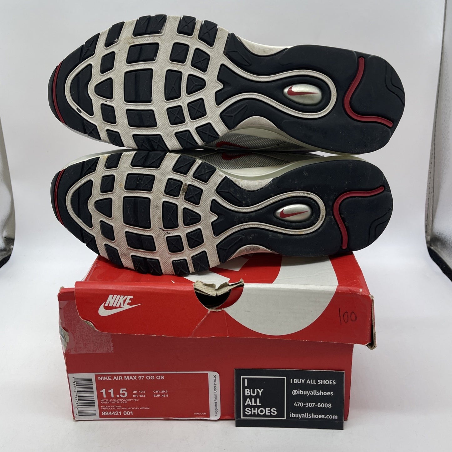 Size 11.5 - Nike Air Max 97 OG QS 2017 Silver Bullet (884421-001)