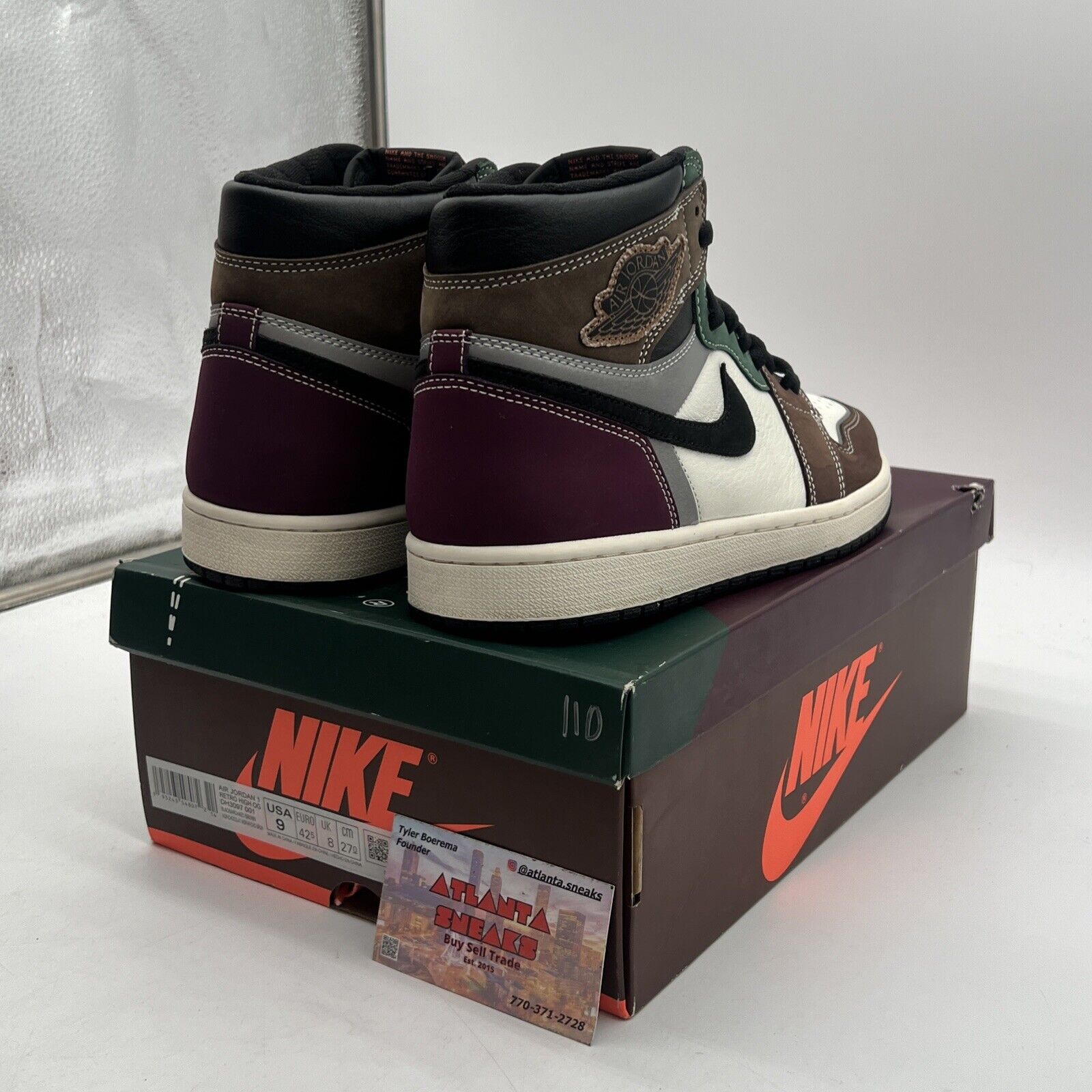 Size 9 - Jordan 1 High OG Crafted 2021 Brown Green Maroon Suede (DH3097-001)