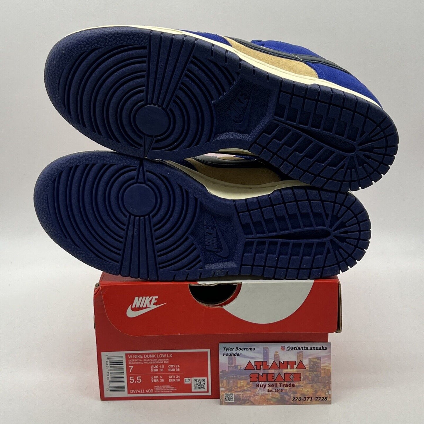 Size 7 - Nike Dunk LX Blue Suede W Blue Tan Suede White Black (DV7411-400)