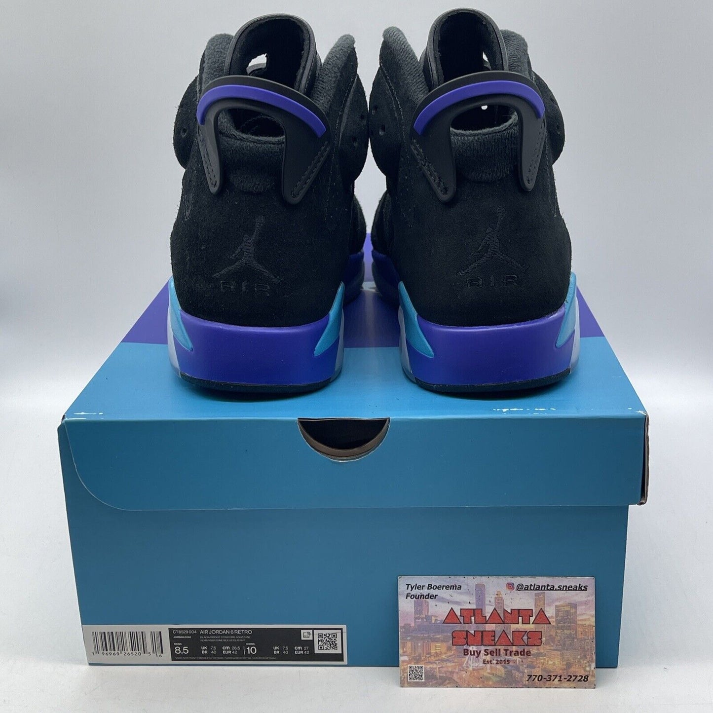 Size 8.5 - Air Jordan 6 Retro Aqua Purple Black Suede (CT8529-004)