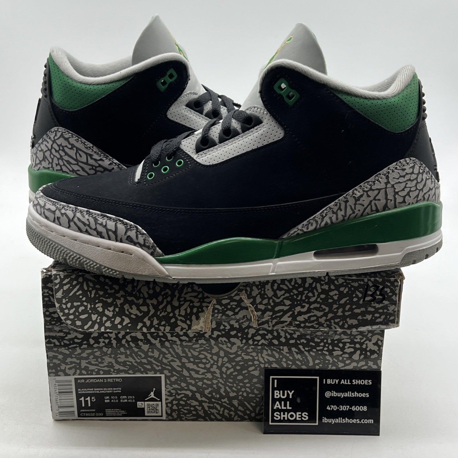 Size 11.5 - Air Jordan 3 Retro Mid Pine Green (CT8532-030)