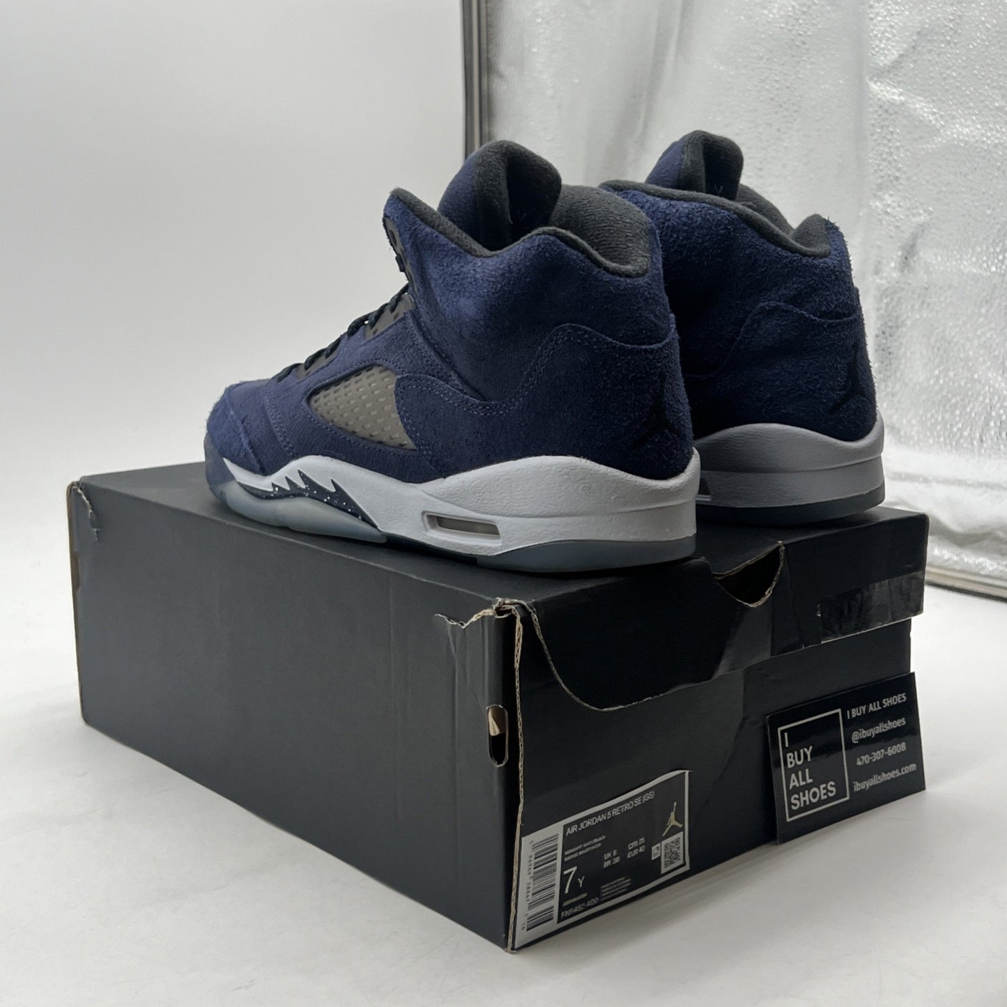 Size 7Y - Air Jordan 5 Retro SE GS Midnight Navy Georgetown Blue (FN5452-400)