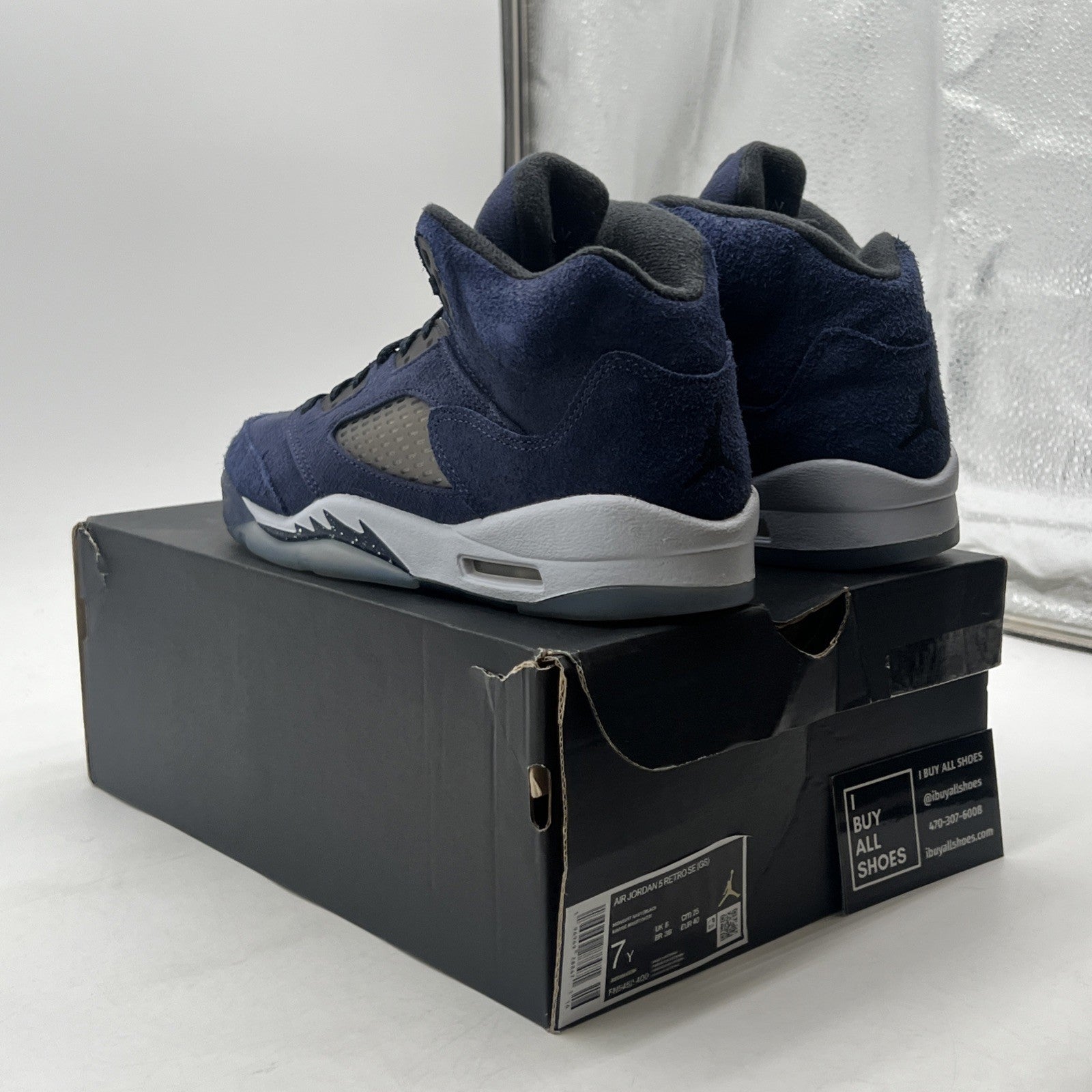 Size 7Y - Air Jordan 5 Retro SE GS Midnight Navy Georgetown Blue (FN5452-400)