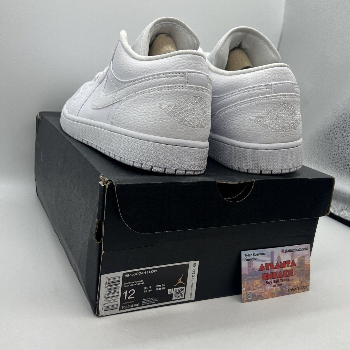 Size 12 - Jordan 1 Low Triple White 2020 Brand New Og All