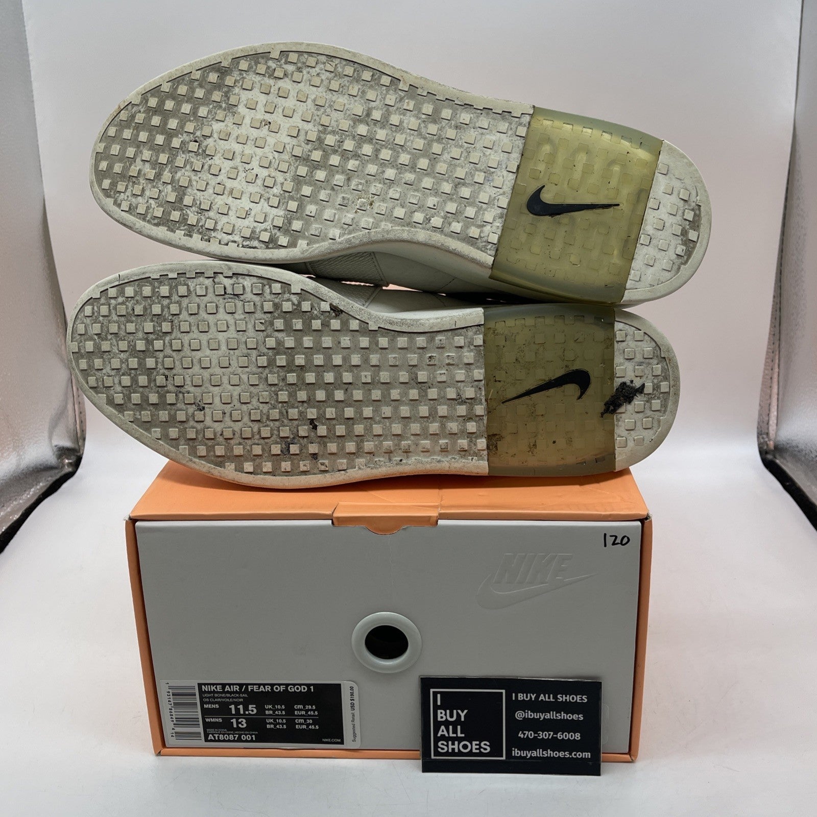 Size 11.5 - Nike Air Fear Of God Moc Pure Platinum (AT8086-001)