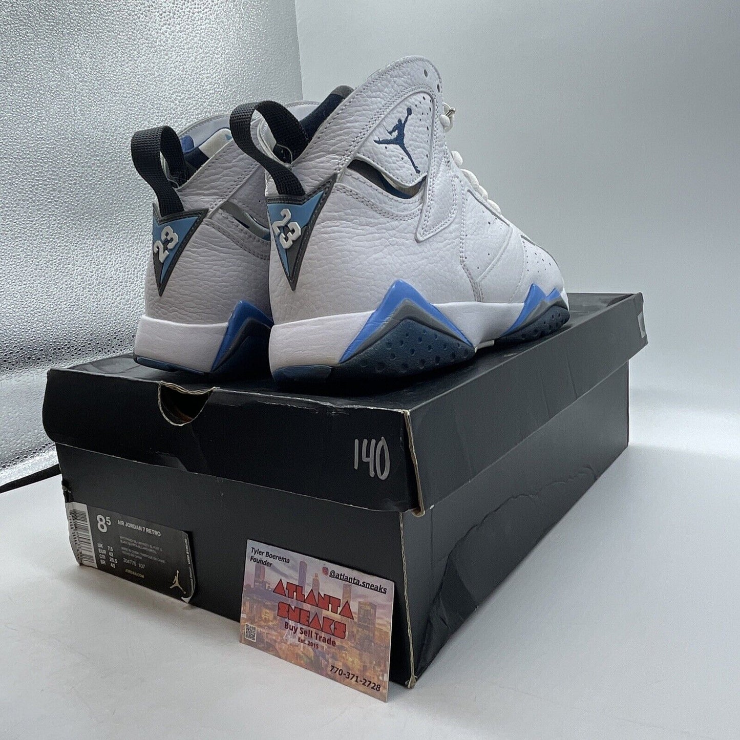 Size 8.5 - Air Jordan 7 Retro 2015 French Blue Grey White Leather (304775-107)