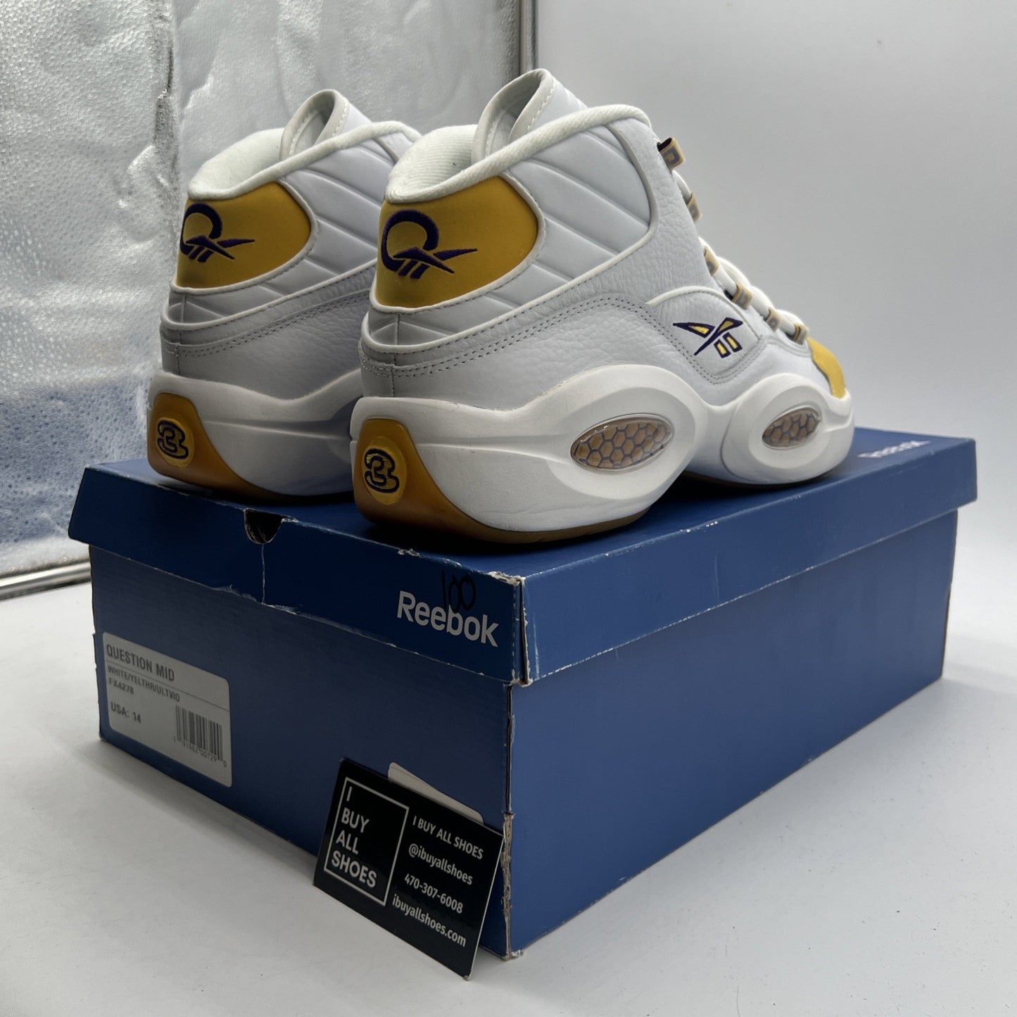 Size 14 - Reebok Question Mid Yellow Toe (FX4278)
