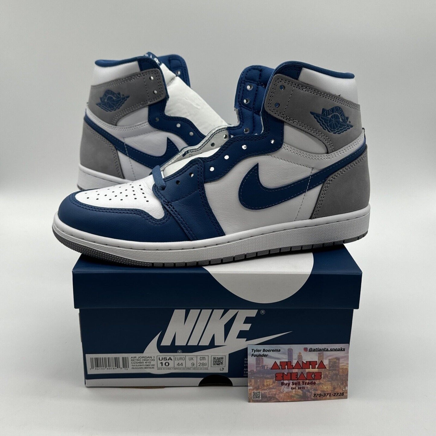 AIR JORDAN 1 RETRO HIGH OG 'TRUE BLUE' - DZ5485-410 Grey Blue White Size 10 New