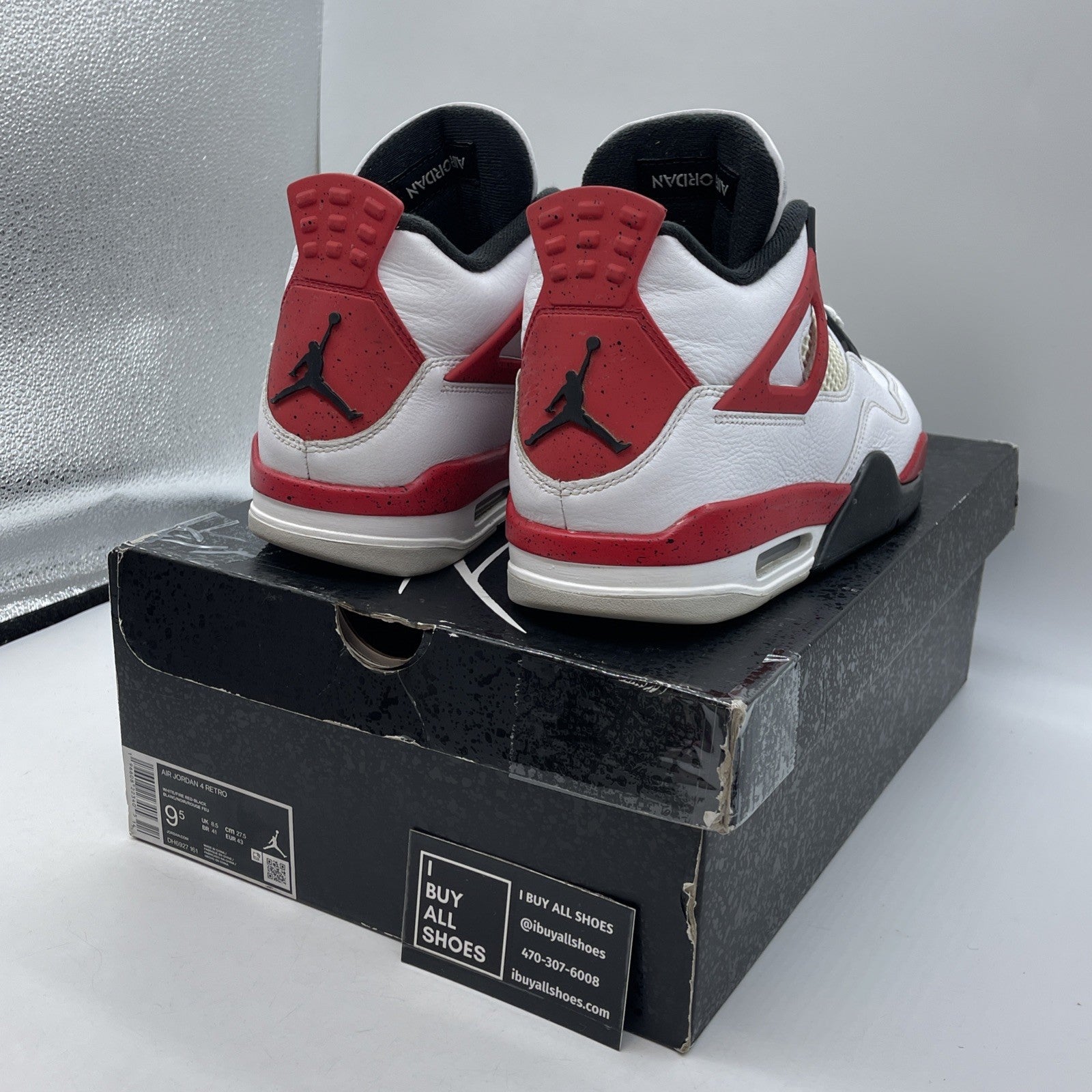 Size 9.5 - Jordan 4 Retro Mid Red Cement Black White Leather (DH6927-161)