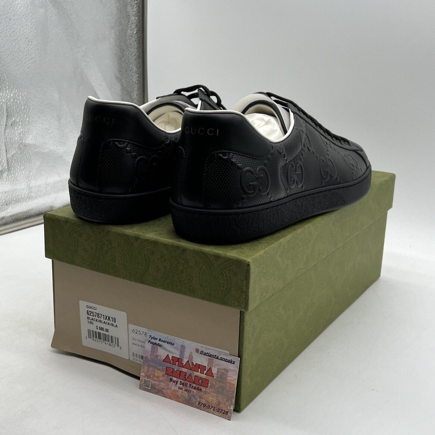 Size 13.5 GUCCI ACE GG EMBOSSED LEATHER SNEAKER SHOES